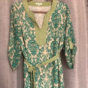 Jade patterned belted tunic dress